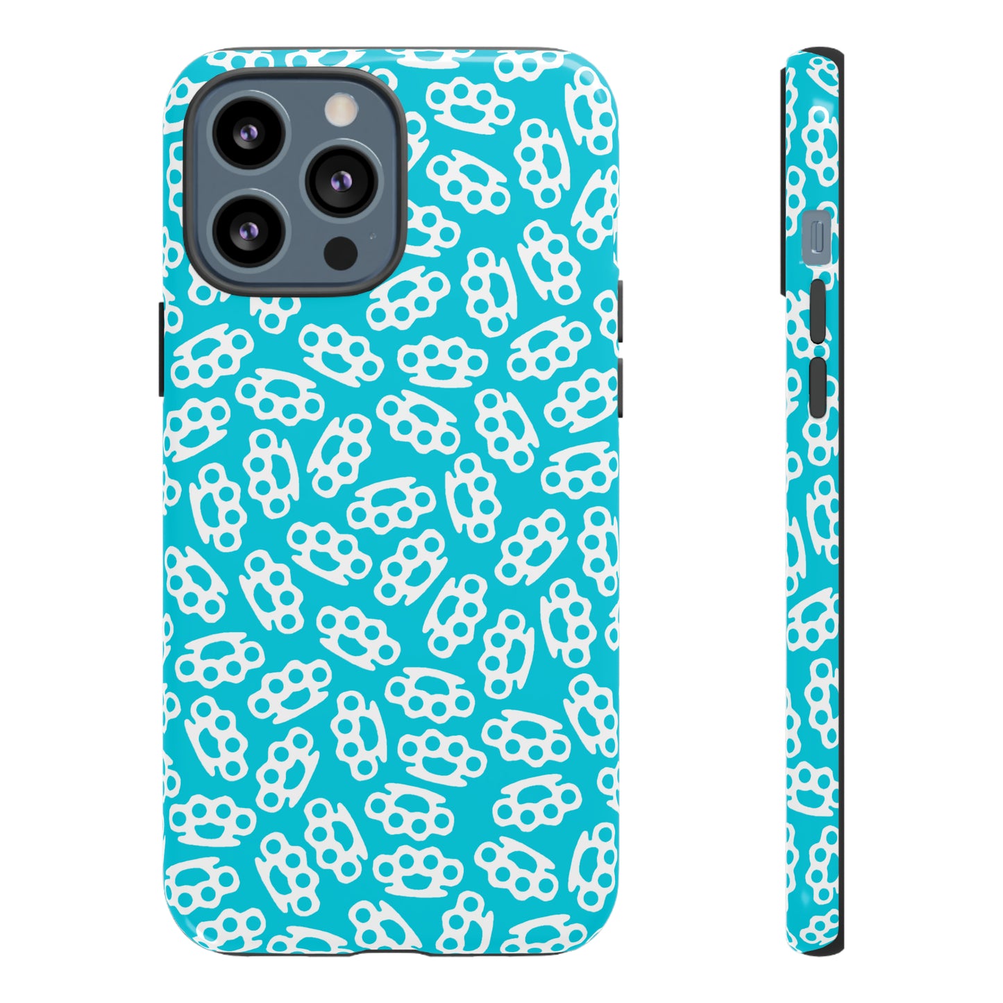 Cyan Candy Coated Brass Knuckles Phone Case