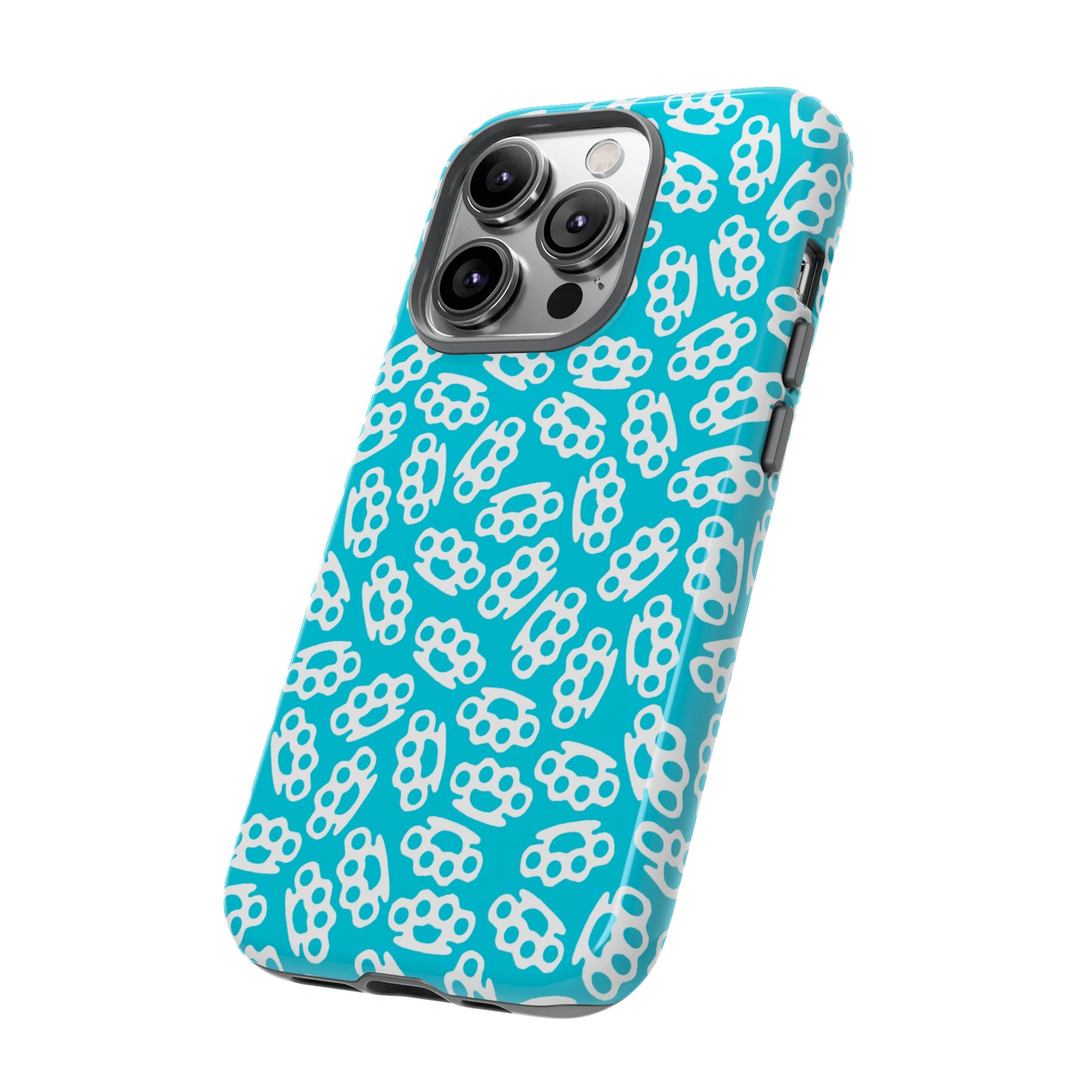 Cyan Candy Coated Brass Knuckles Phone Case