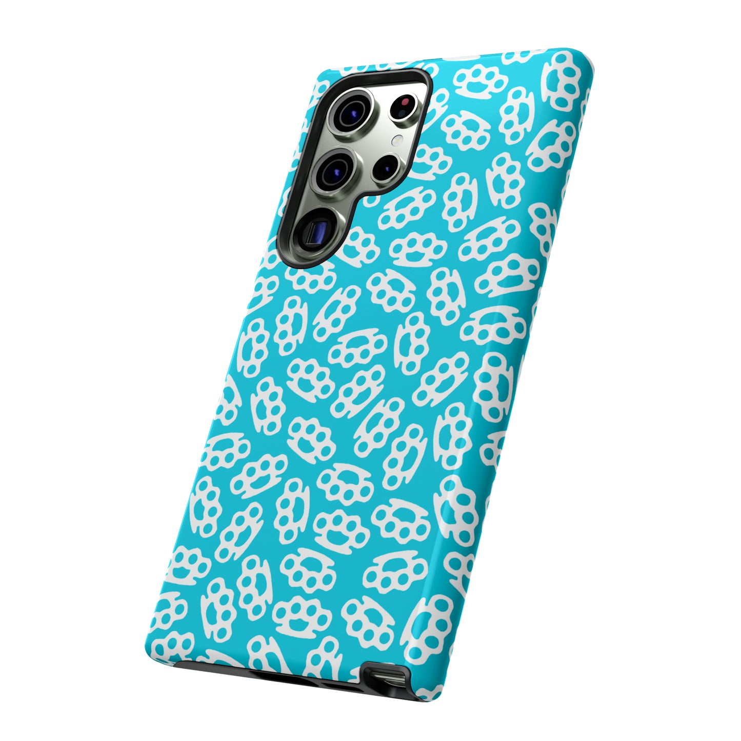 Cyan Candy Coated Brass Knuckles Phone Case