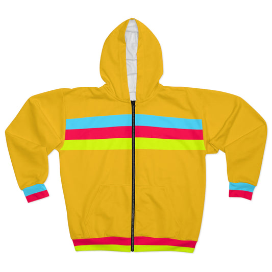 yellow "full cry" unisex zip hoodie