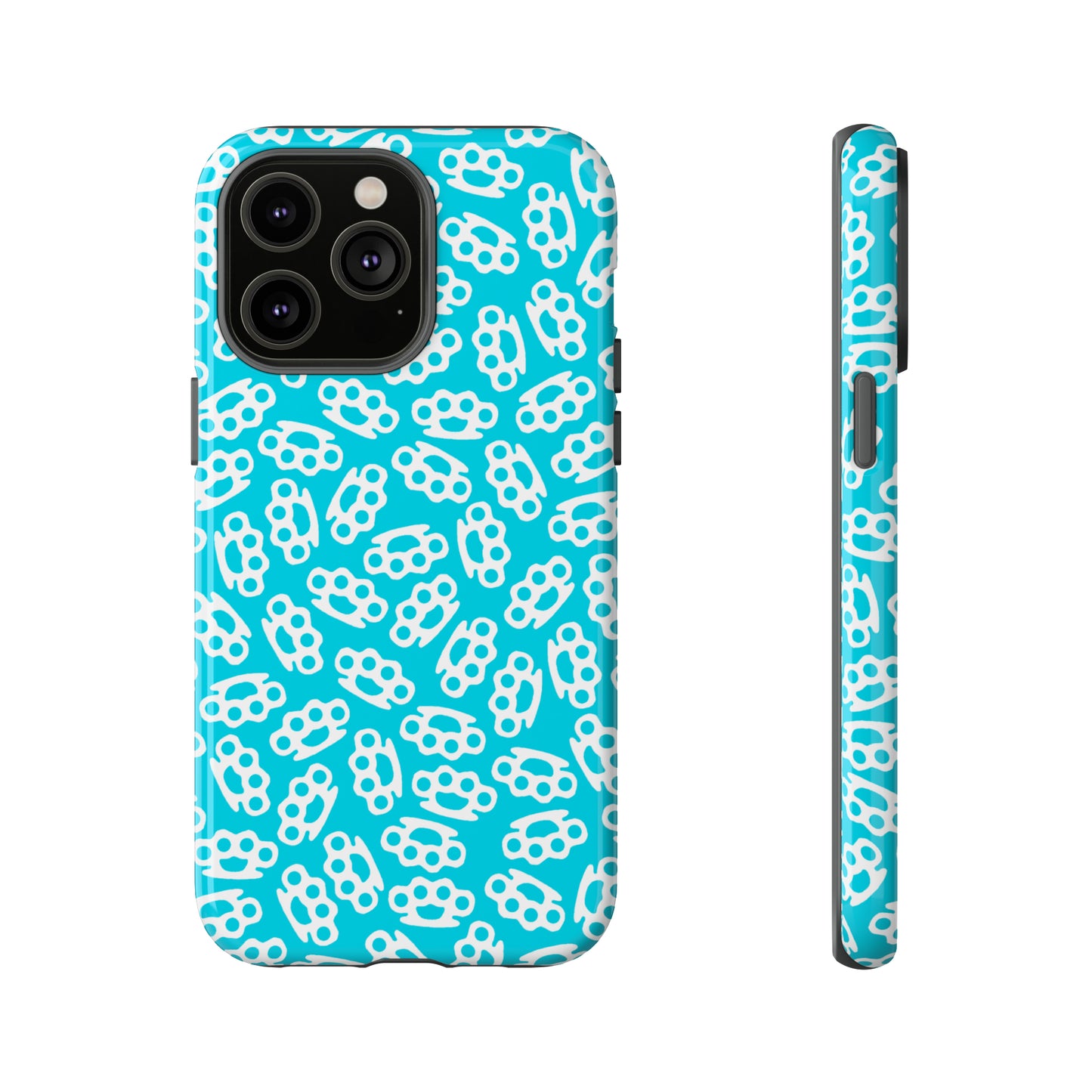 Cyan Candy Coated Brass Knuckles Phone Case