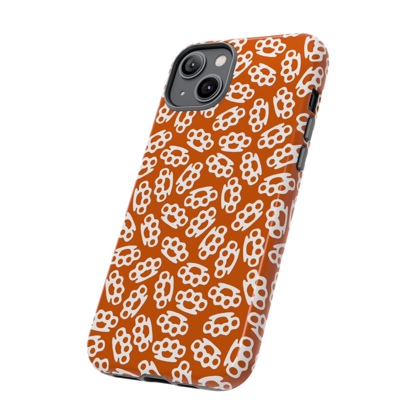 Orange Candy Coated Brass Knuckles Phone Case