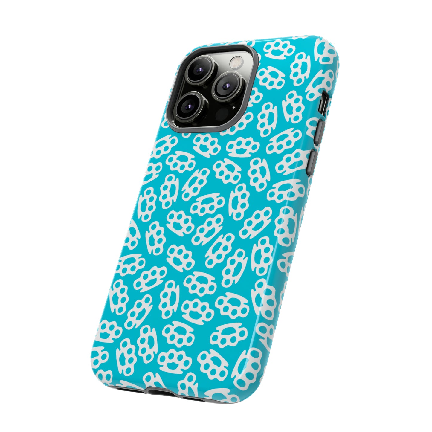 Cyan Candy Coated Brass Knuckles Phone Case